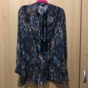 Joshua bow-tie blouse with breast lace trimming